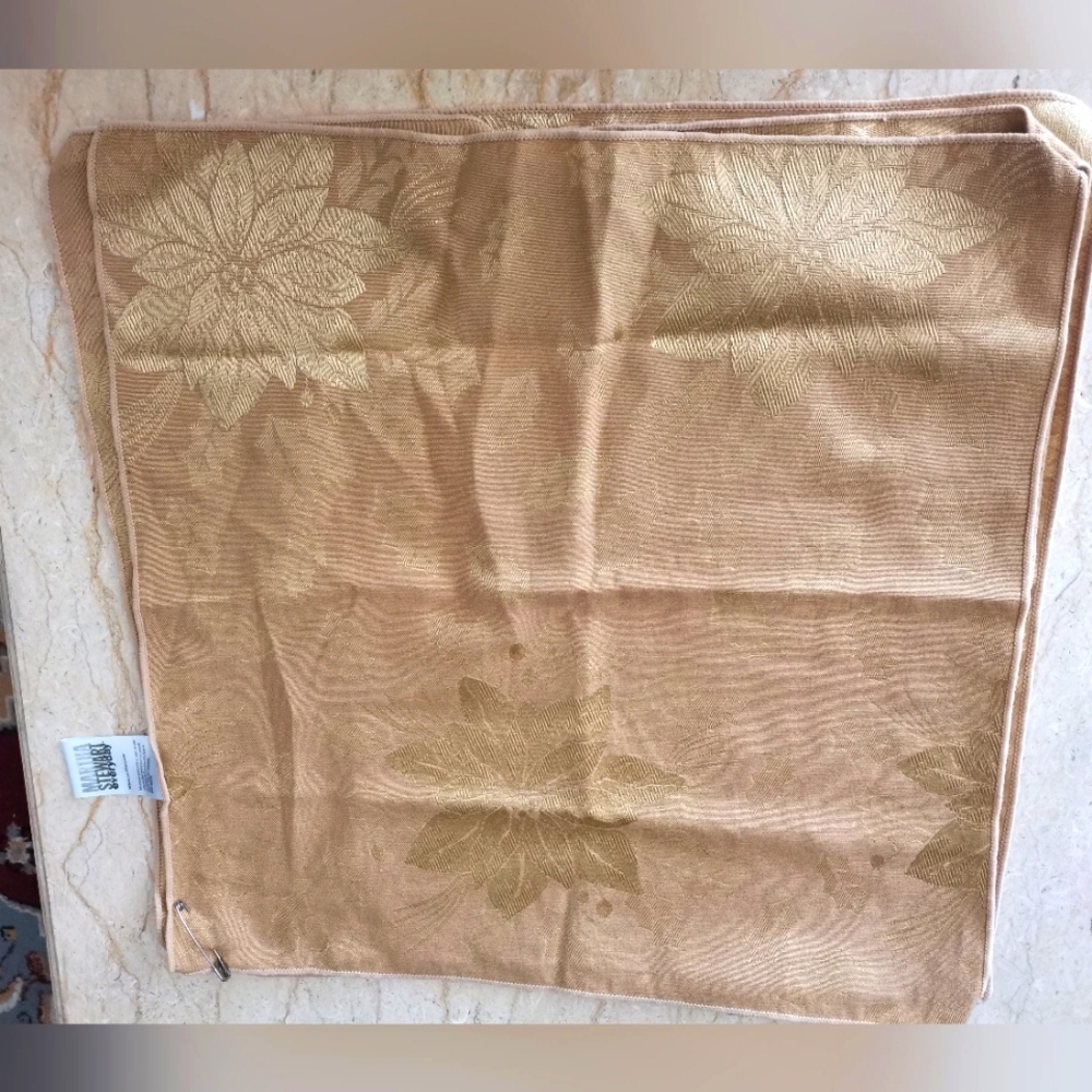 Martha Stewart Everyday Gold Brocade Napkins Set Of 8 16" x 16" Cotton & Polye